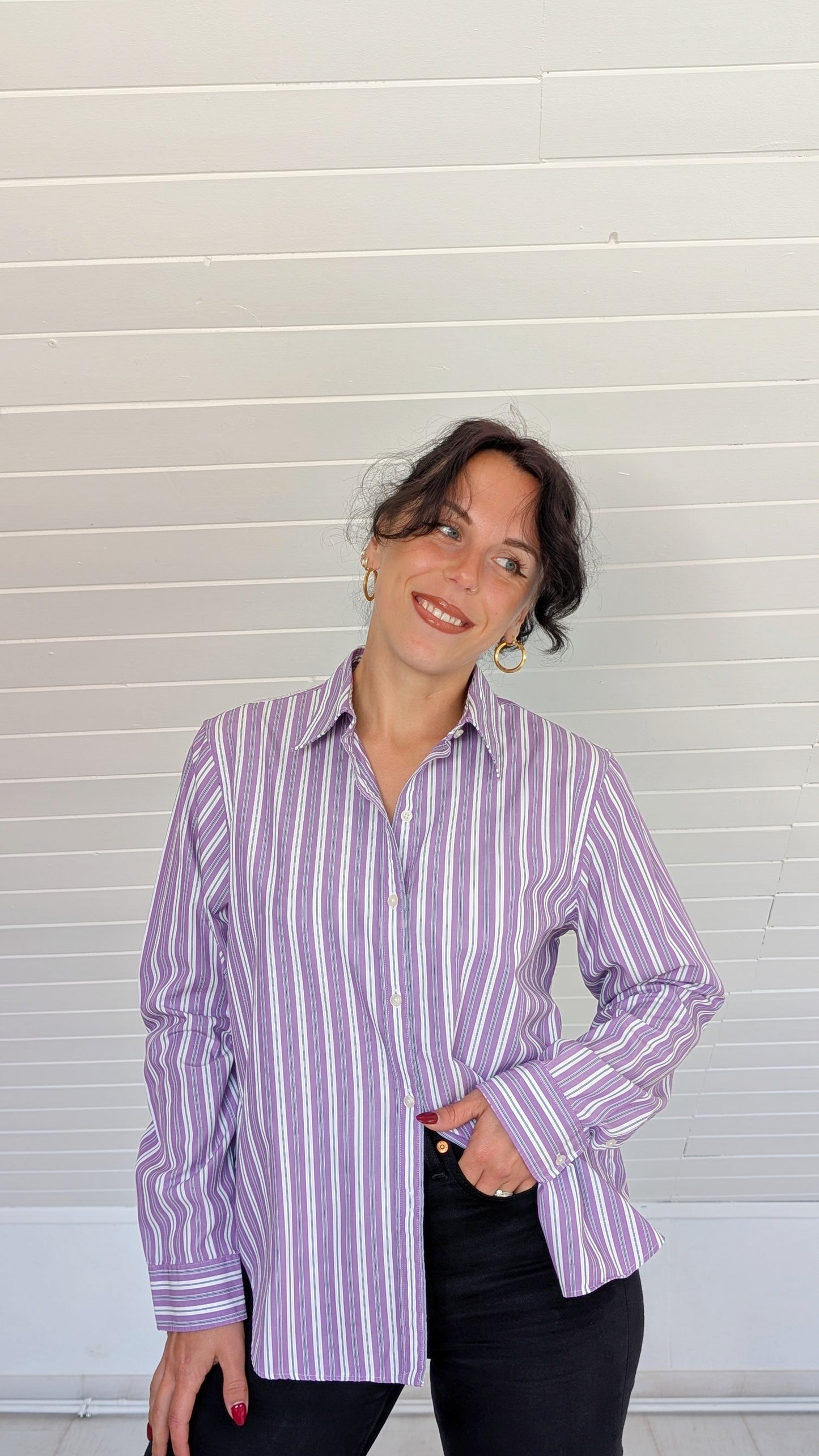 Chemise rayée violette T38-40