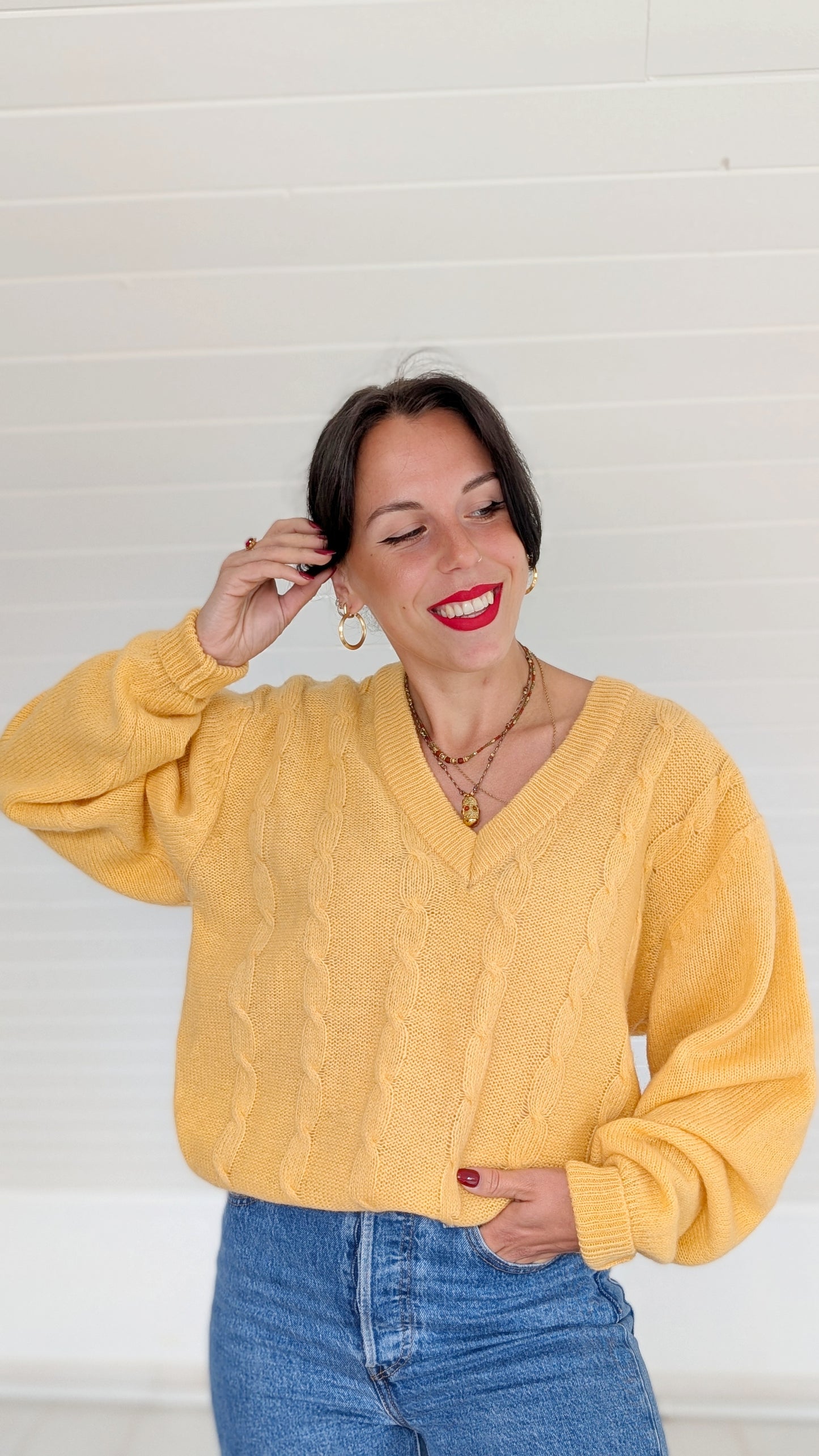 Pull jaune pure laine T40-42