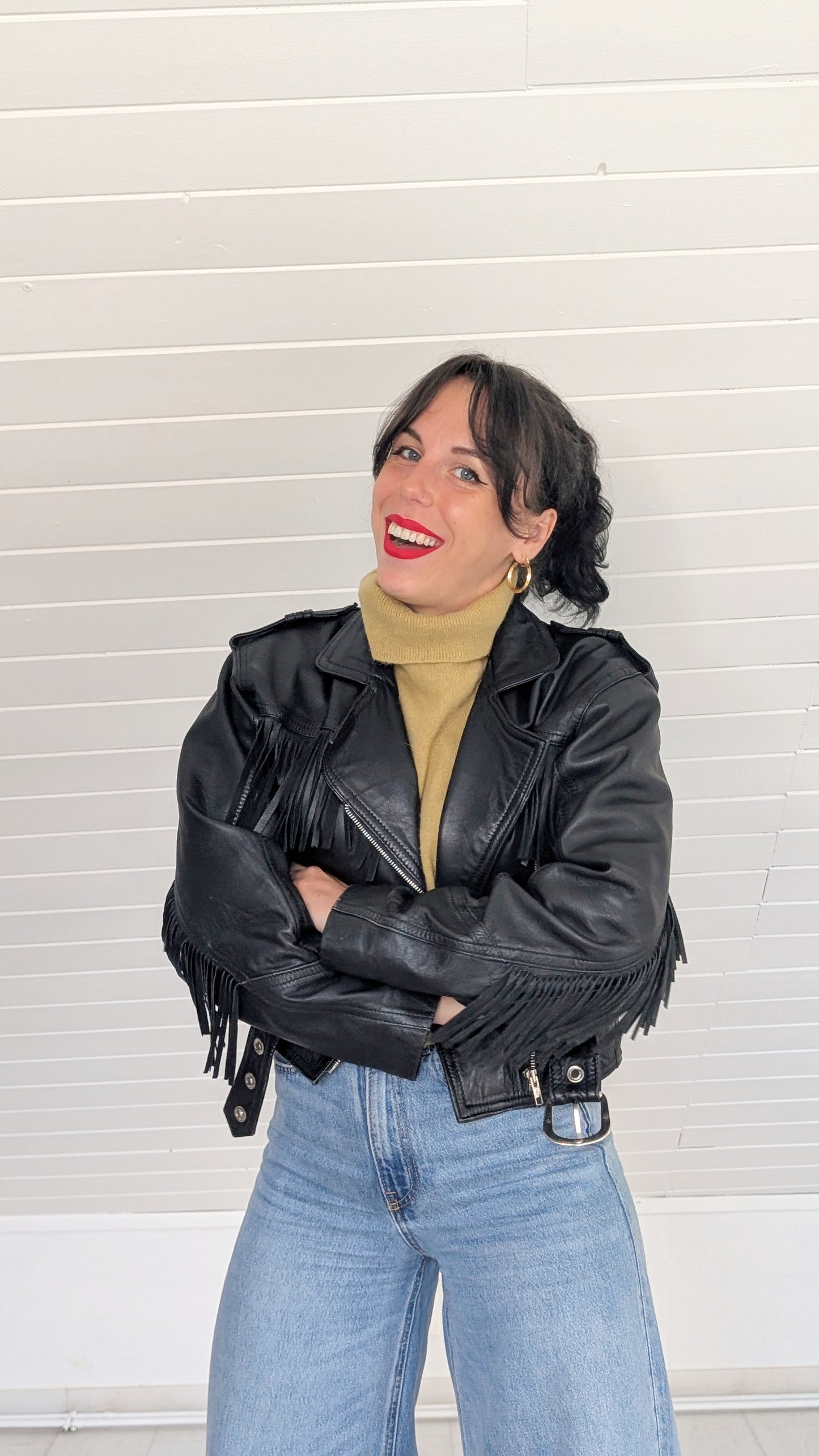 Perfecto cuir à franges 80s du 34 au 40