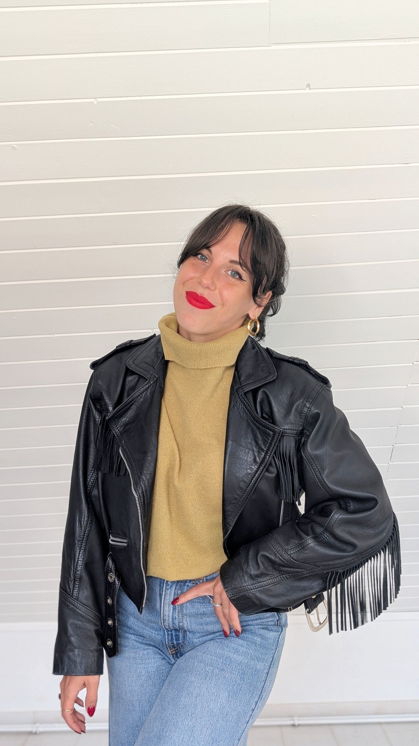 Perfecto cuir à franges 80s du 34 au 40