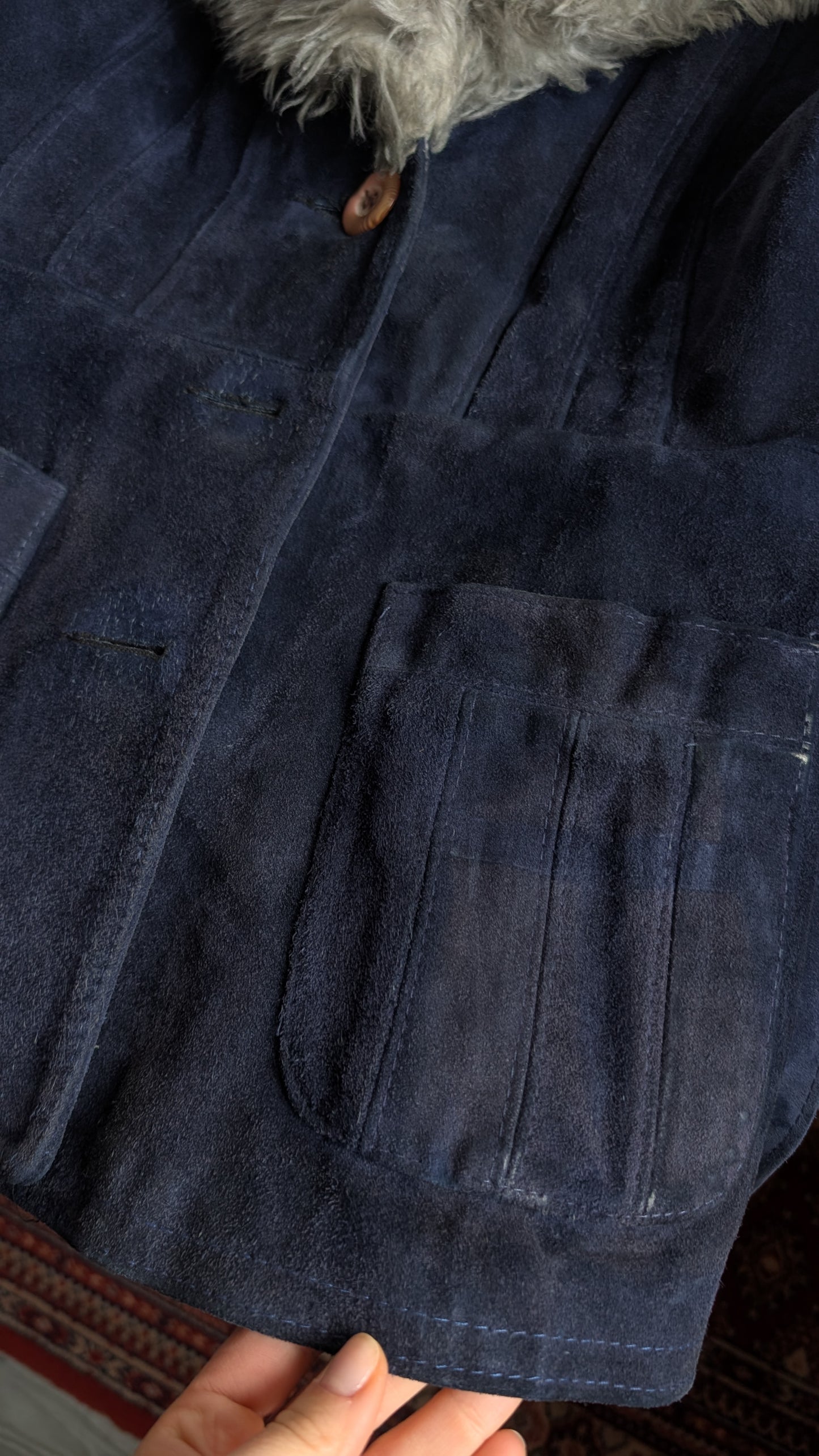 Veste/manteau 70s daim et laine T36-38