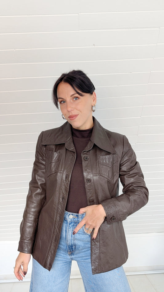 Veste/surchemise cuir 70s T36-38