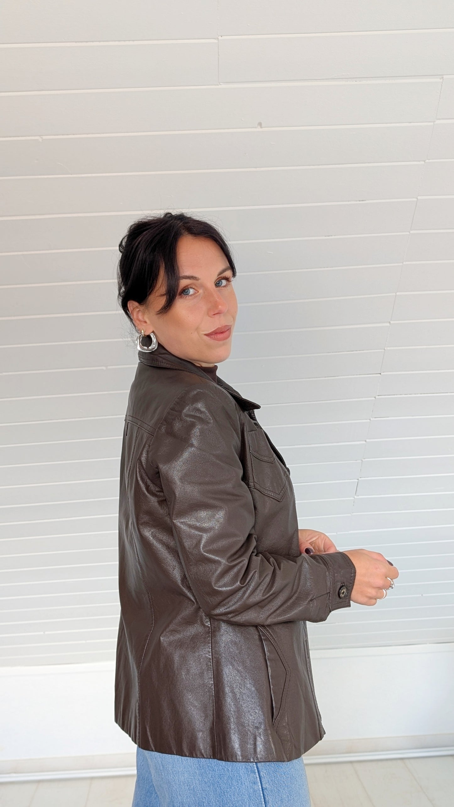 Veste/surchemise cuir 70s T36-38