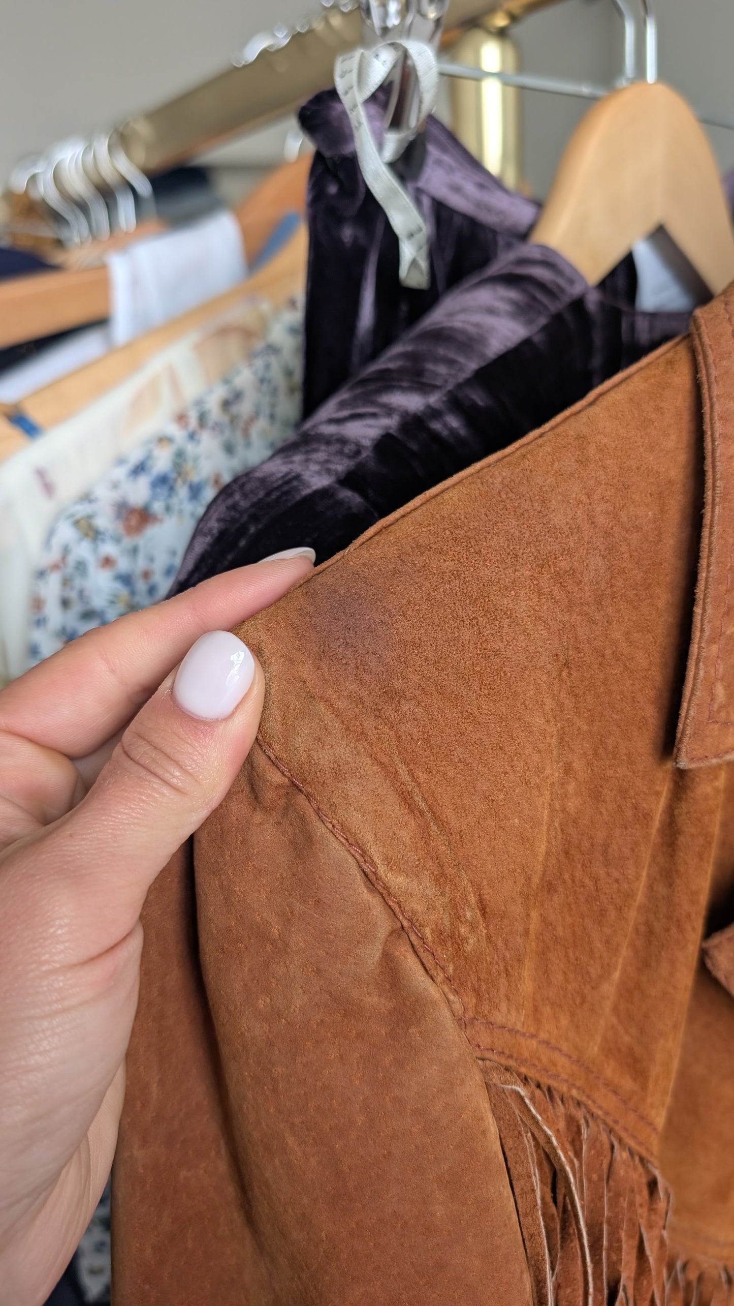 Veste daim à frange 80s T40-42
