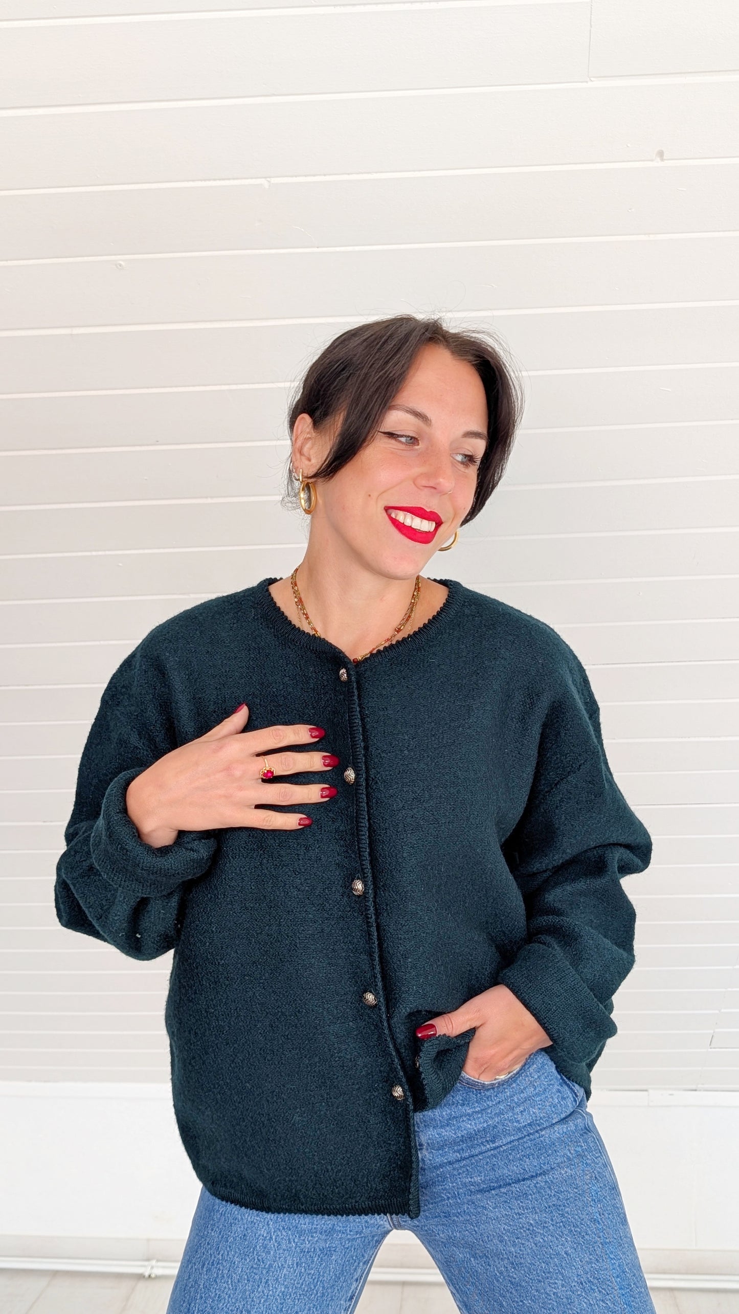 Cardigan pure laine vert sapin T40-42