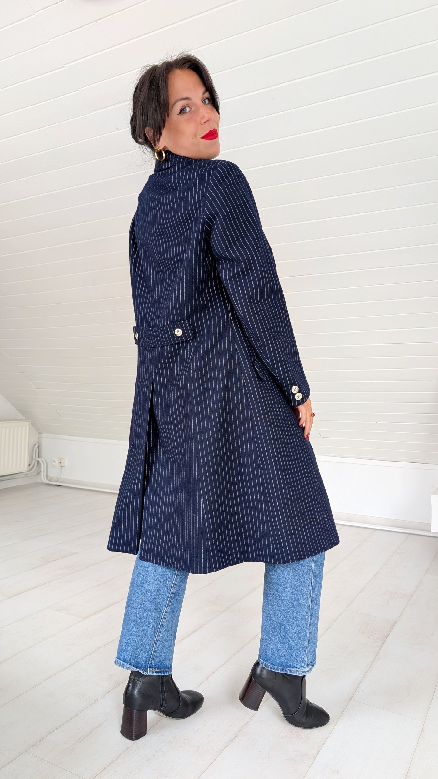 Manteau rayé laine 70s T36-38