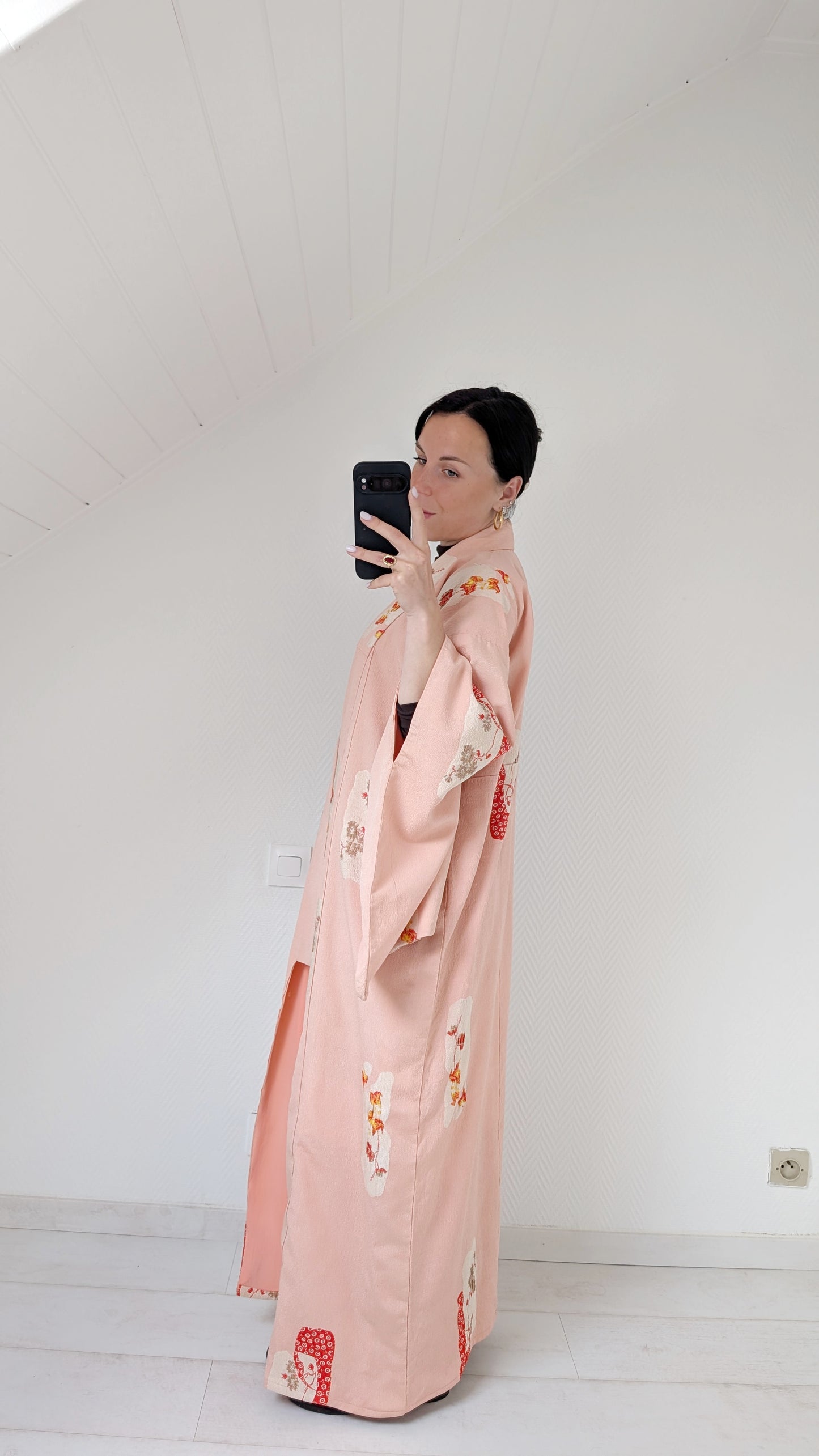 Kimono ancien soie motifs japonais