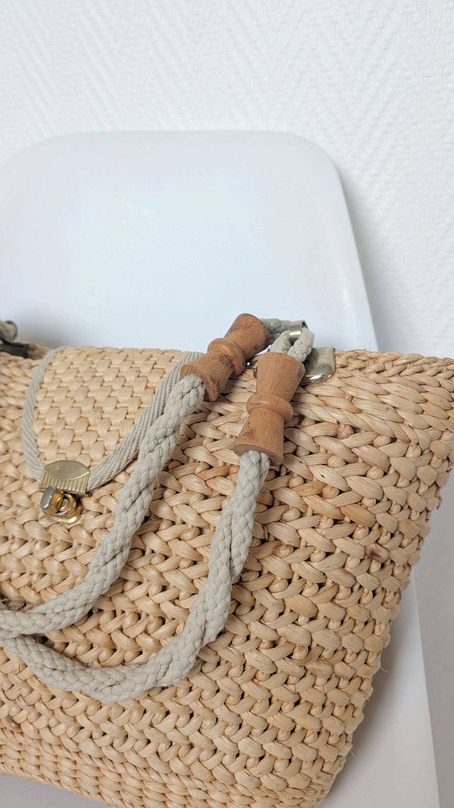 Panier raphia 80s