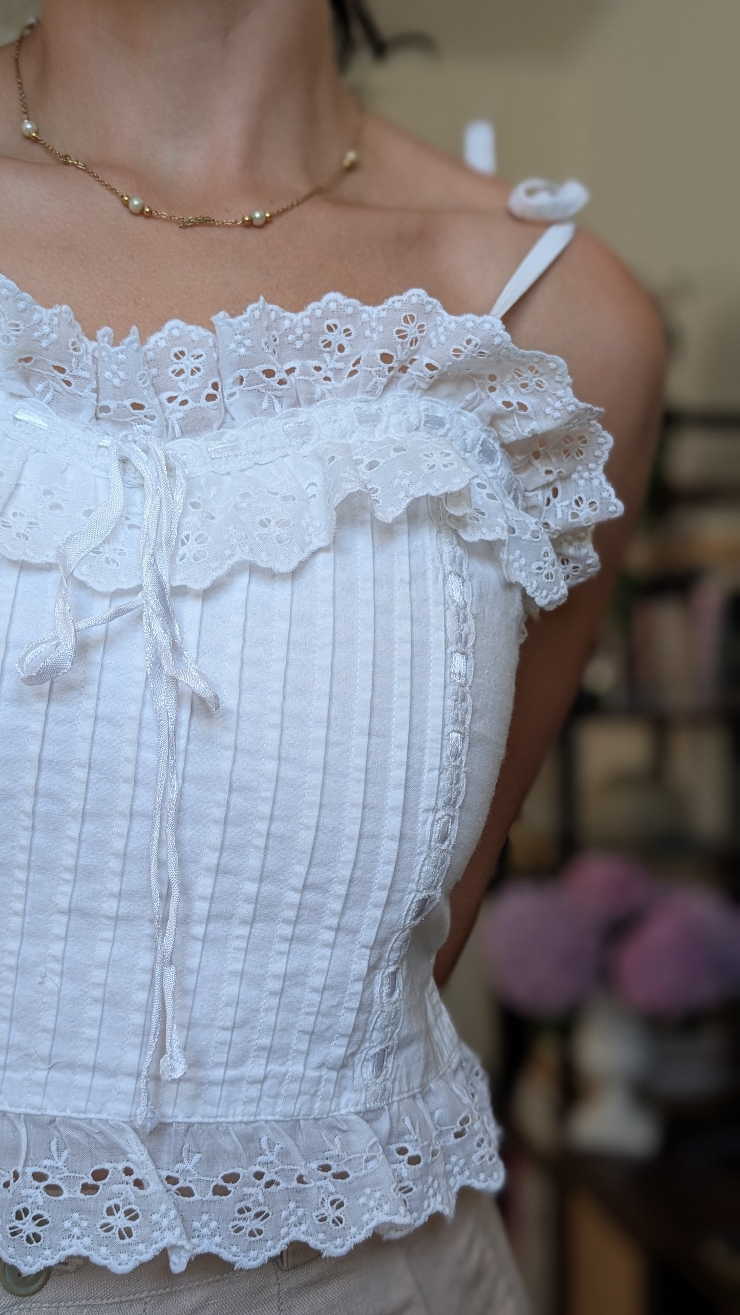 Haut bustier coton broderies T36/38
