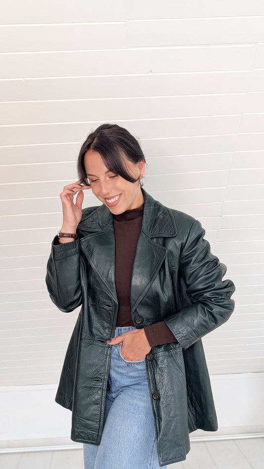 Trench/veste en cuir 70s T42