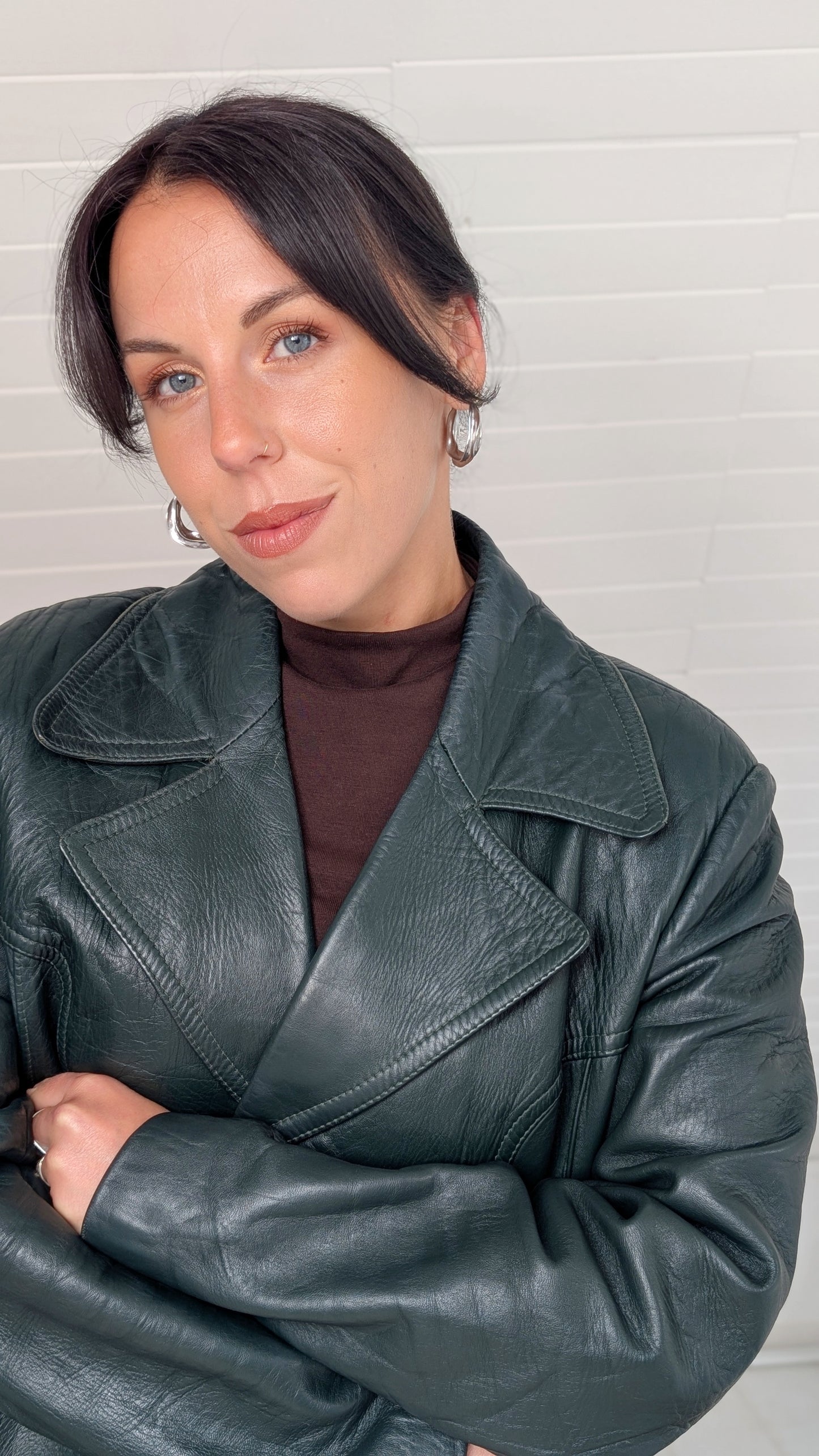 Trench/veste en cuir 70s T42