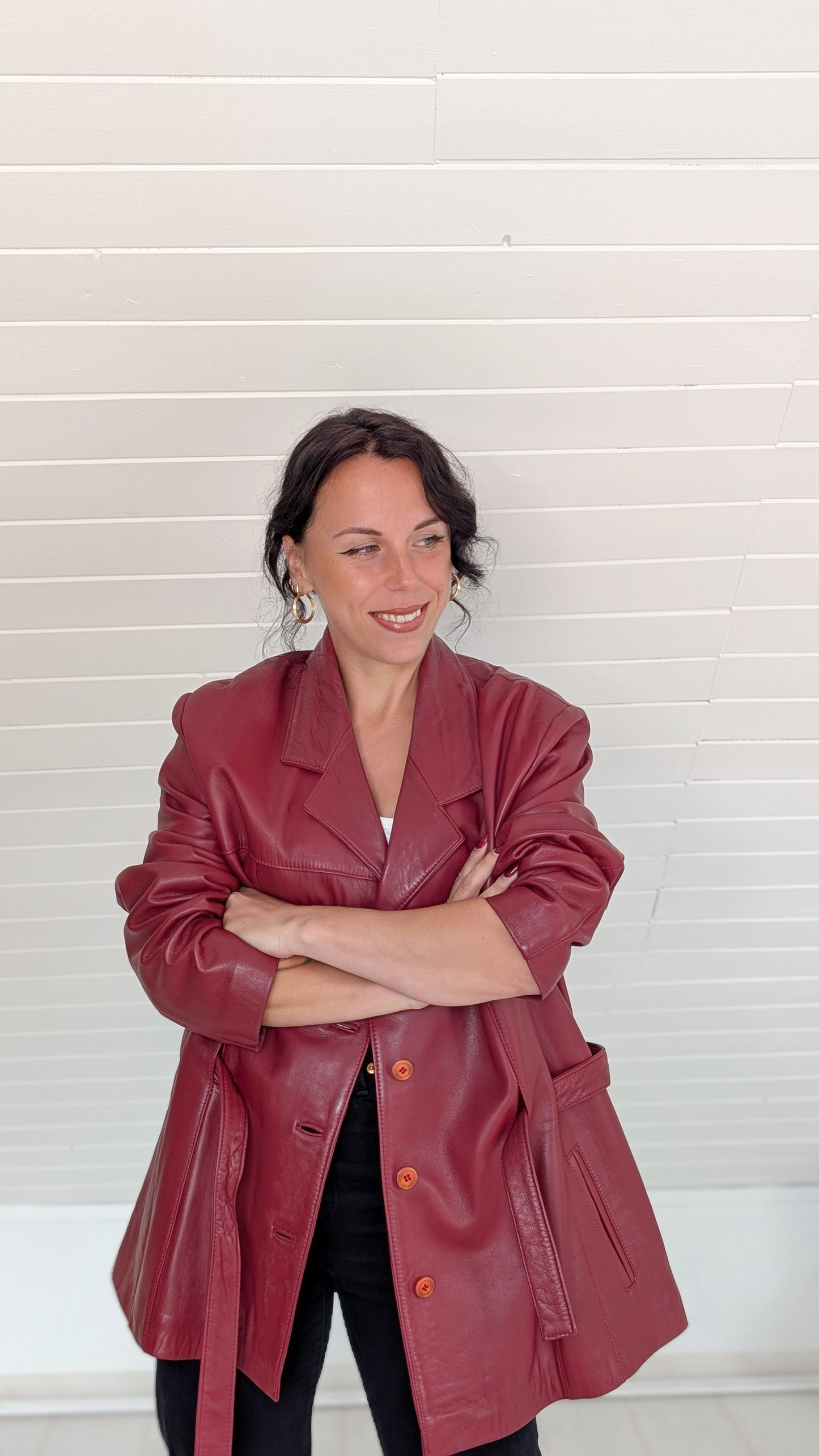 Veste cuir bordeaux T42