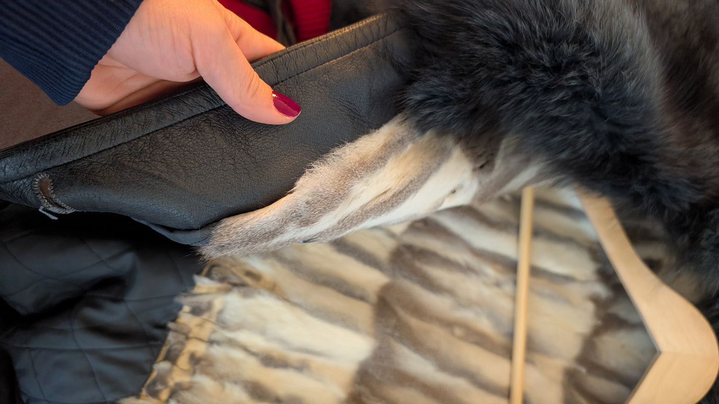 Trench cuir et fourrure 1970 rare T36-38