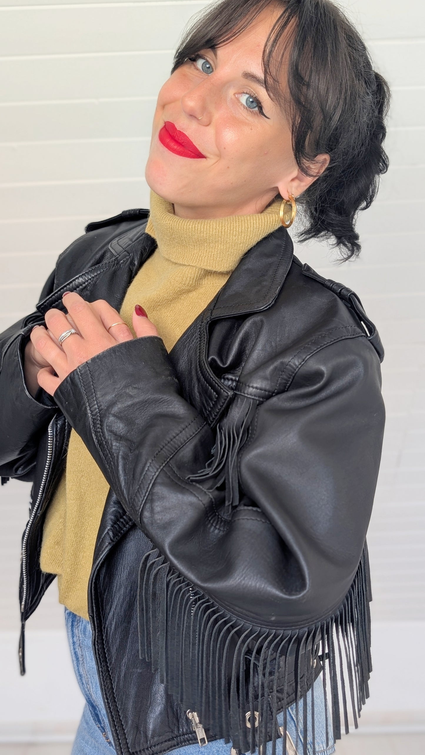 Perfecto cuir à franges 80s du 34 au 40