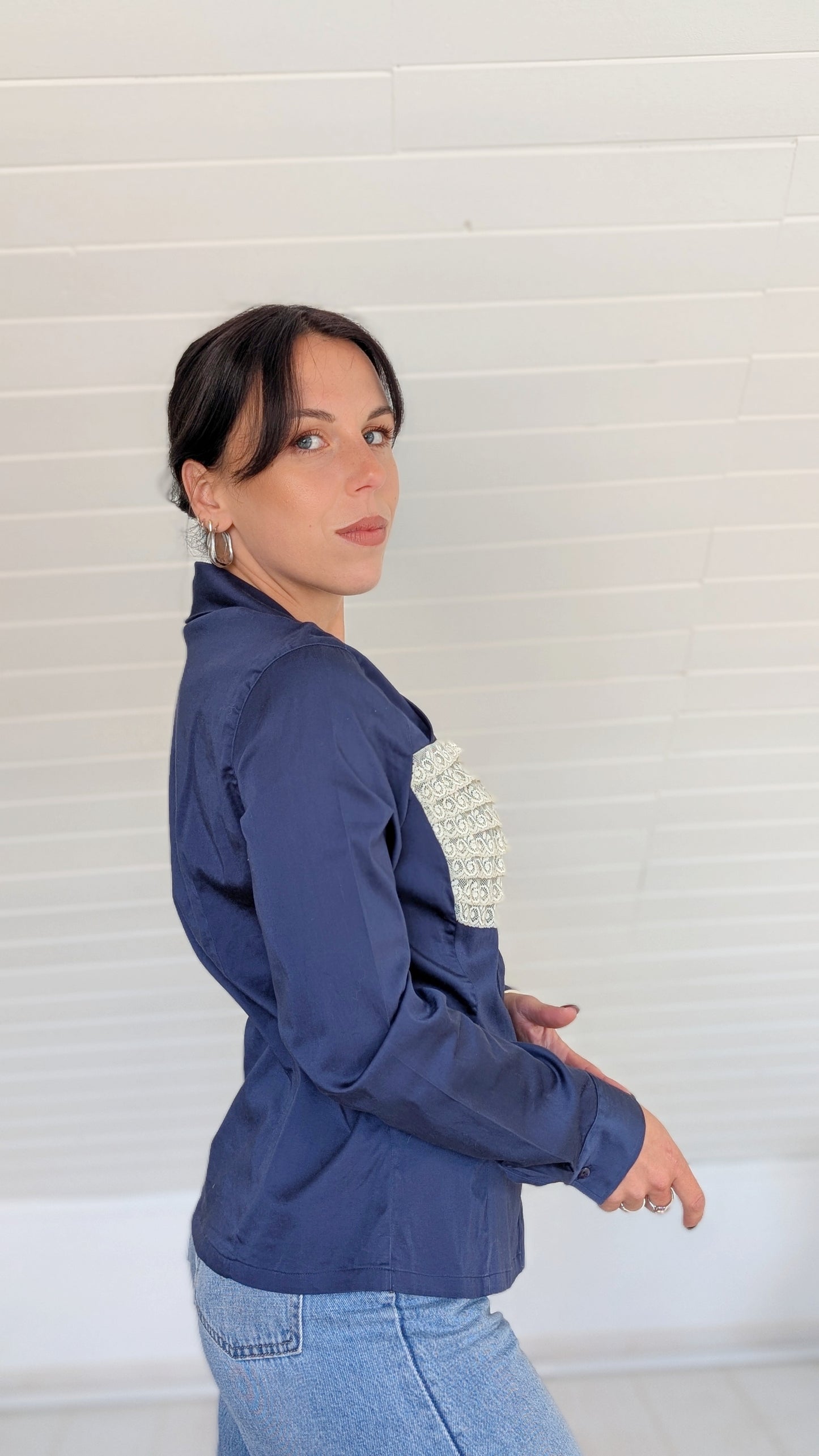 Chemise bleu-marine coton T36