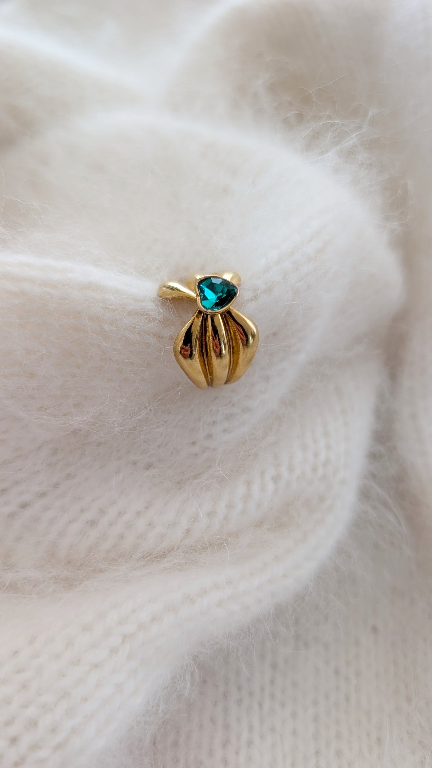 Bague plaqué or ajustable 80s