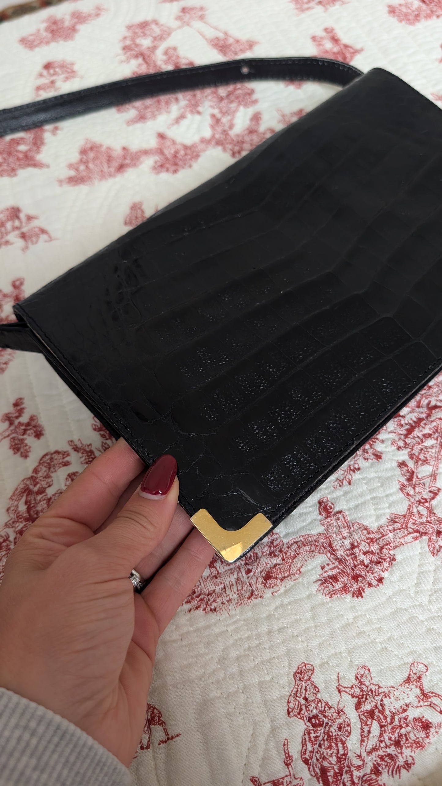 Sac cuir façon croco 70s