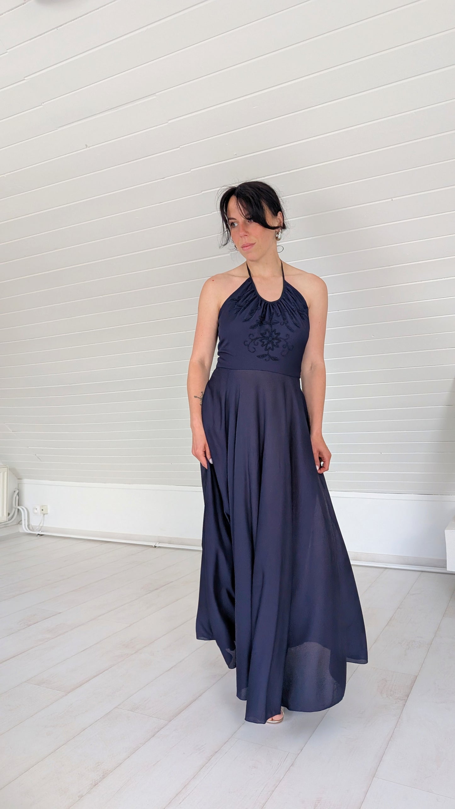 Robe en soie années 1970 T36