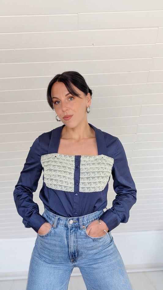Chemise bleu-marine coton T36